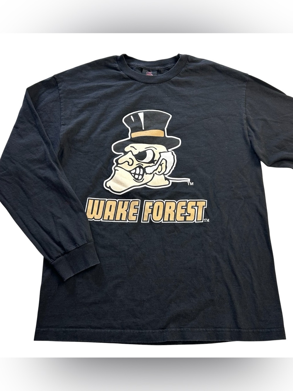 VTG Wake Forest Demon Deacons Men’s L Logo Long Sleeve T-Shirt Colosseum Black